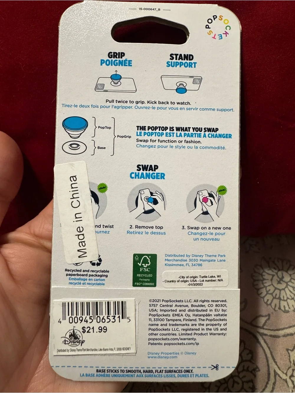 Disney PopSockets PopGrip Olaf Phone Grip - White/Blue/Purple